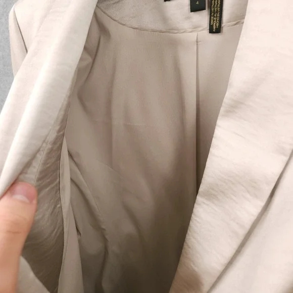 Donna Karan Satin Gold Ivory One Button Lined Shawl Collar Blazer Suit Womens 4 - Picture 7 of 12